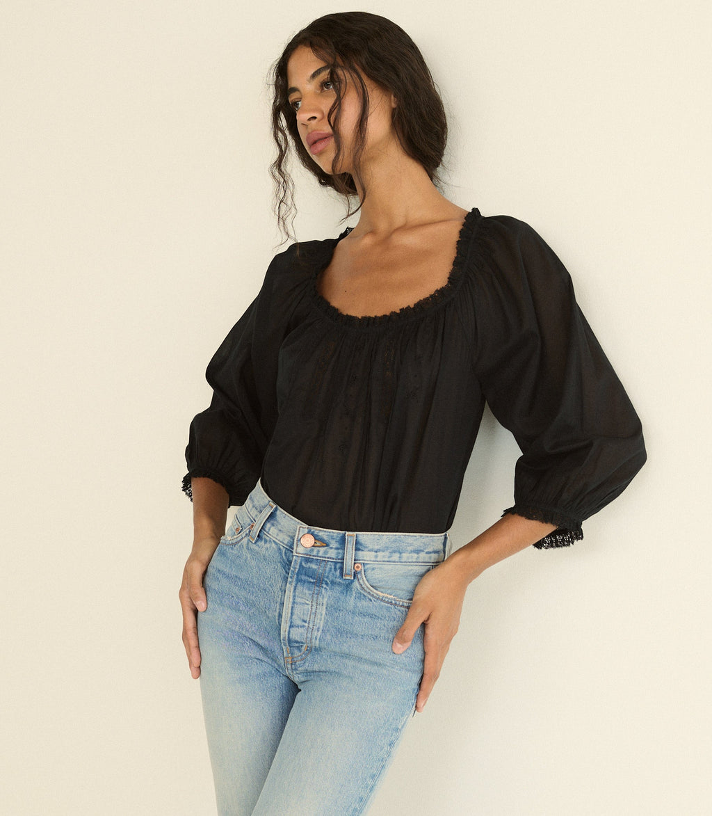FLORINE TOP -- BLACK