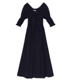 ISCHIA DRESS -- NAVY FLOCK DOT