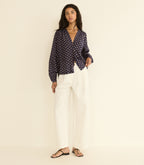 JULIENNE TOP -- NAVY CADIZ FOULARD