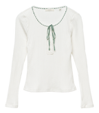 LIDIE TEE -- SALT WITH CLOUD BLUE RIBBON