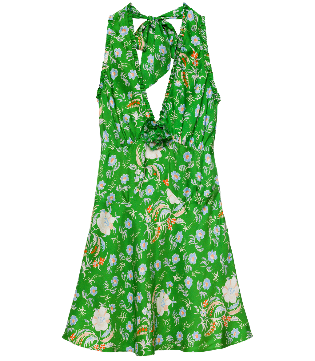 MAZARIN MINI DRESS -- EMERALD HOLLYHOCK HILLS