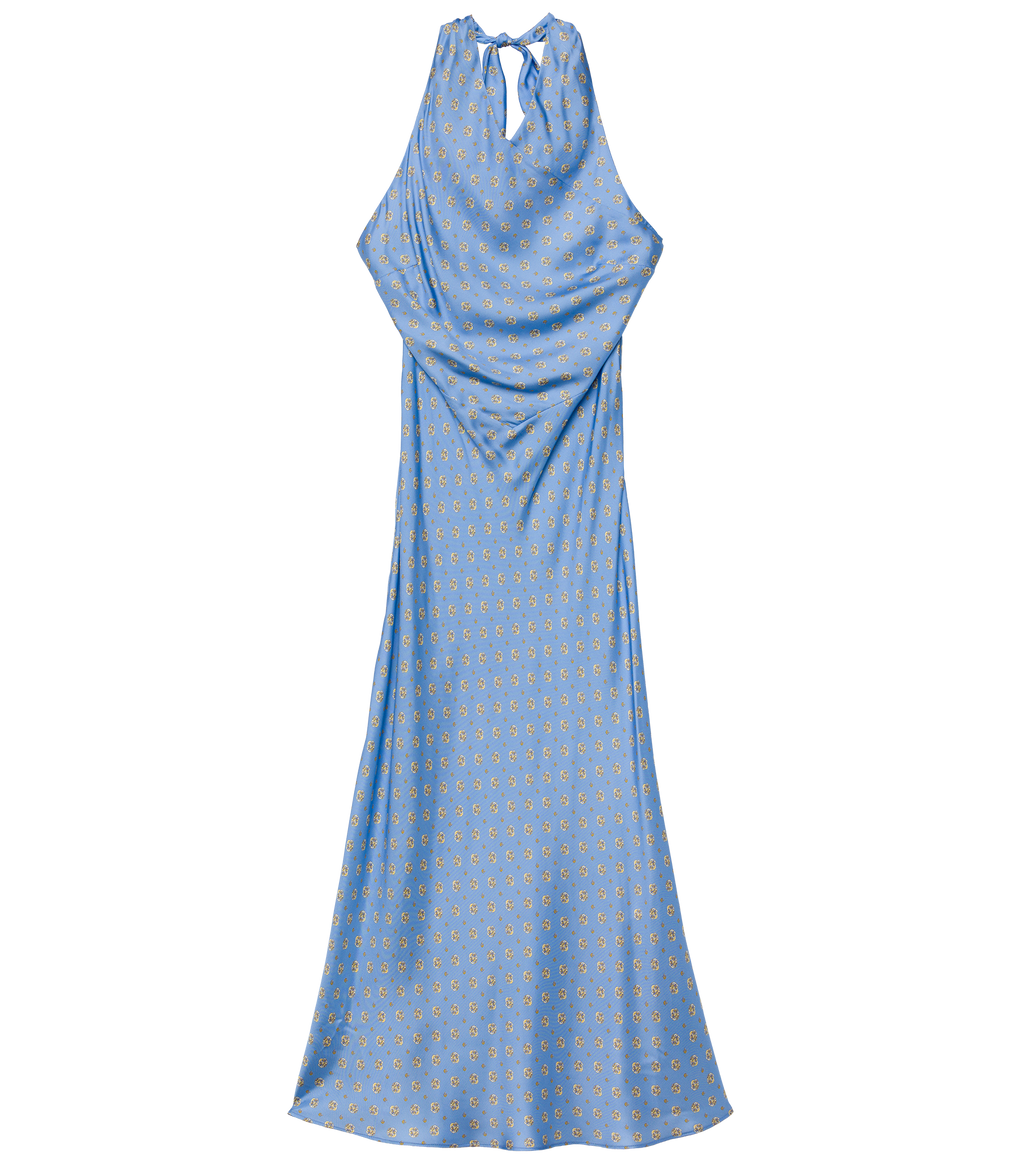 NOEMIE DRESS -- PERIWINKLE CADIZ FOULARD