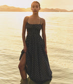 SAFIA DRESS -- NAVY CADIZ FOULARD