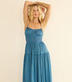 SAFIA DRESS -- SANTORINI BLUE CADIZ FOULARD